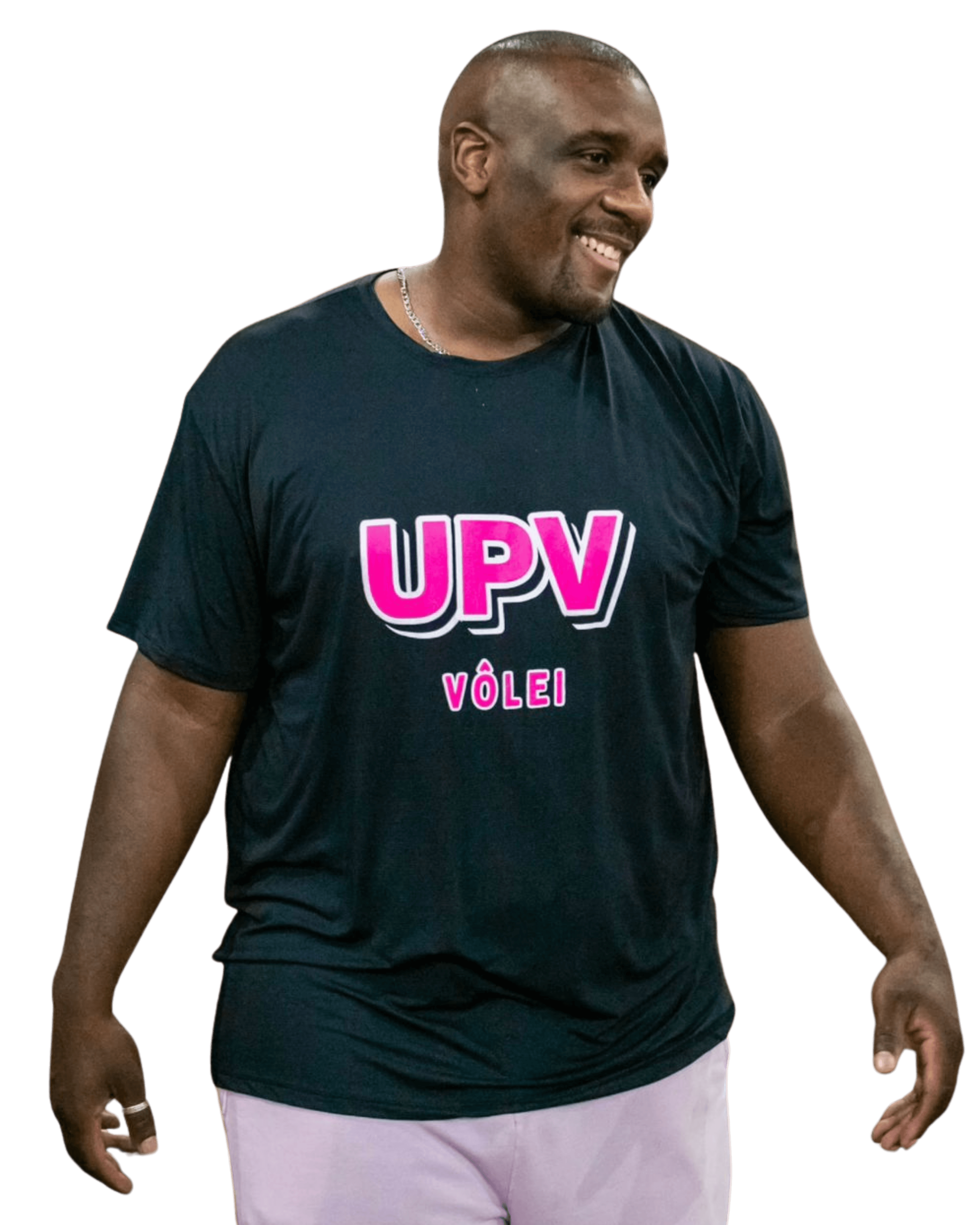 Filipe Jesus, técnico da UPV, sorrindo com camiseta do time